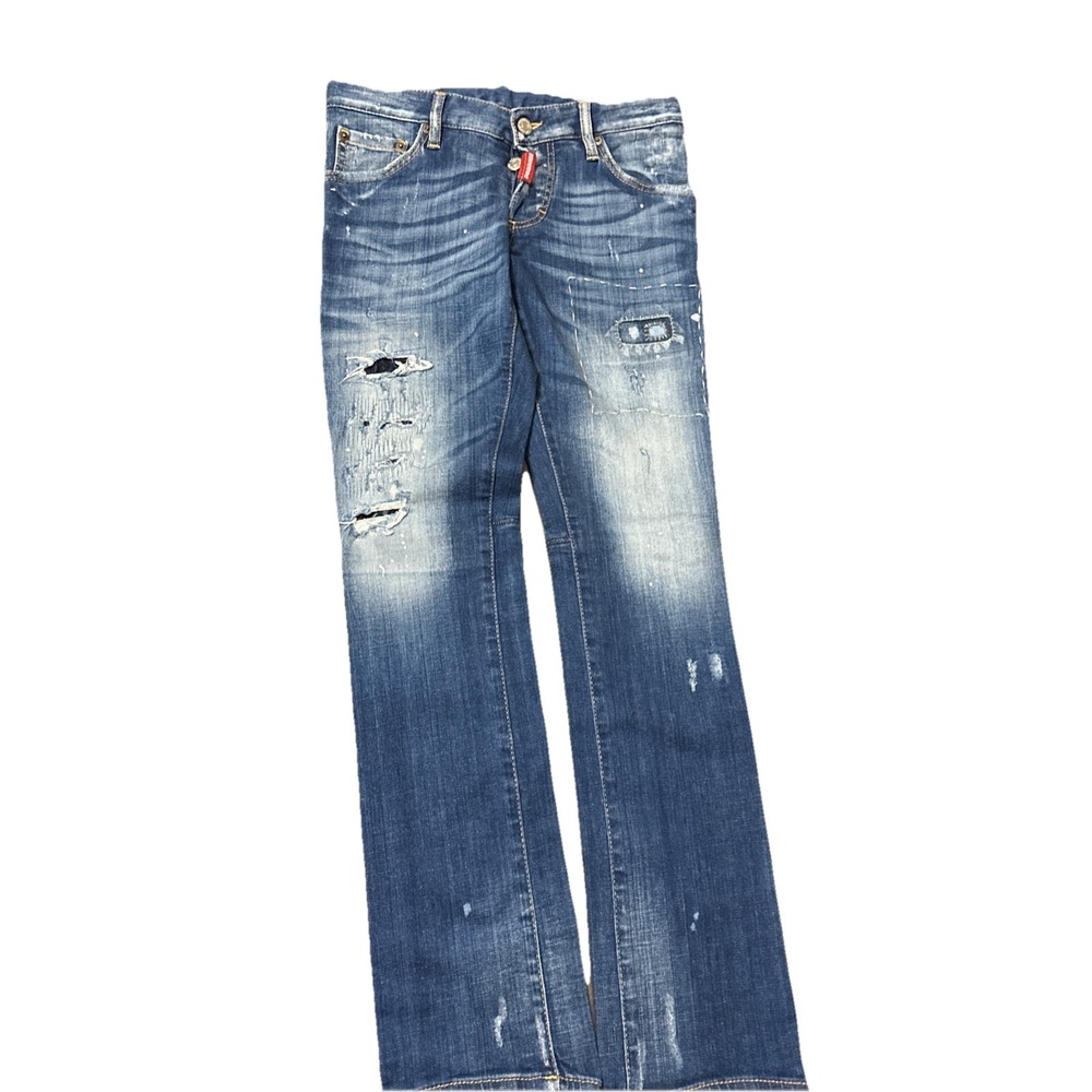 DSQUARED2 Jeans Distressed Blue Denim  Made In Italy Womens 44
